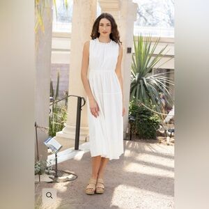 Rungolee Delia Midi Dress size Large in ivory gauze dot